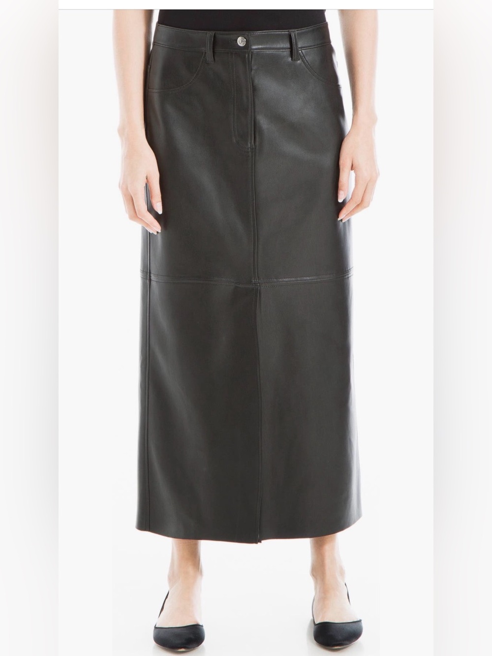 Max Studio Black Faux Leather Maxi Skirt